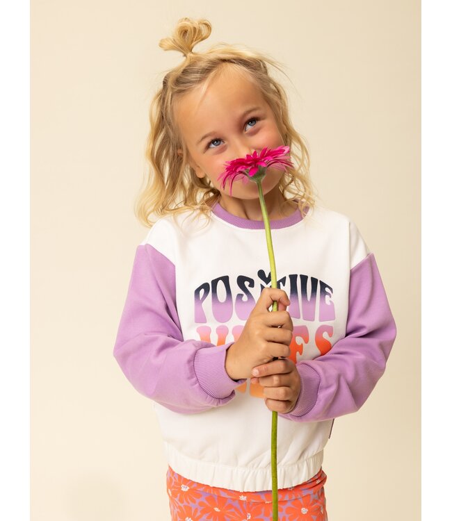 Sweater Lila / Offwhite Positive Vibes