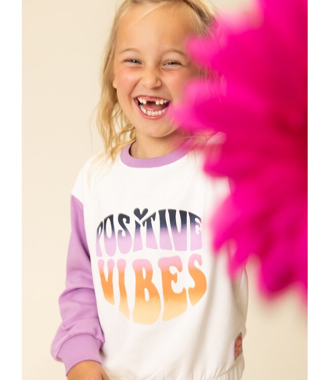 Sweater Lila / Offwhite Positive Vibes