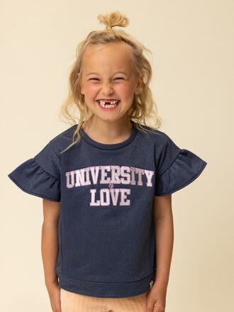 LOOXS Little Mouwloze sweater Blauw Lurex