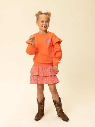 LOOXS Little Jersey rokje Koraal Floral Spring