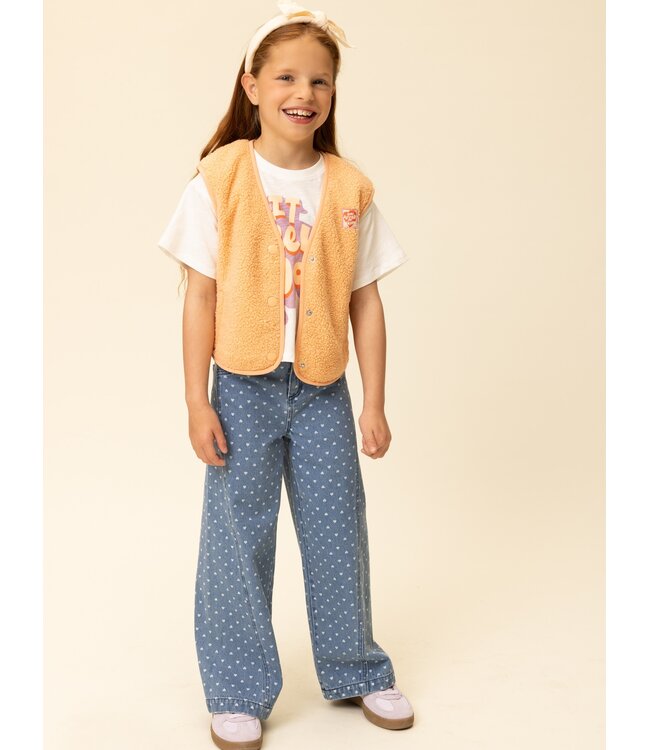 Wide leg Bleach Denim Hearts