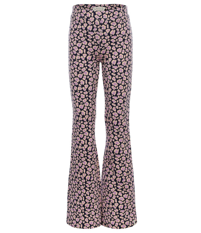 Flared broek jaquard Blue Leopard