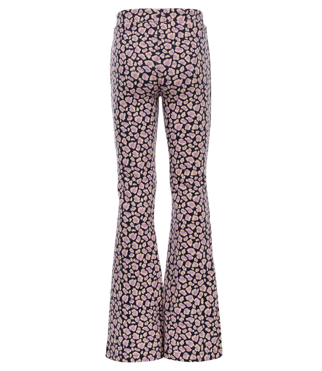Flared broek jaquard Blue Leopard