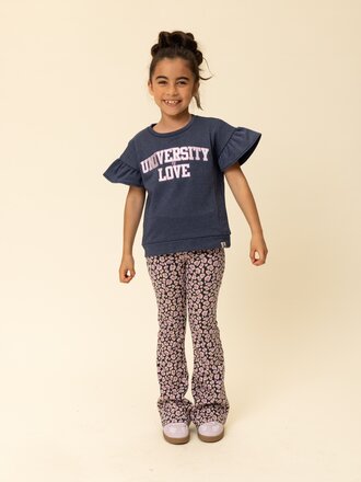 LOOXS Little Schlaghose Stretch Jacquard-Blau-Leopard