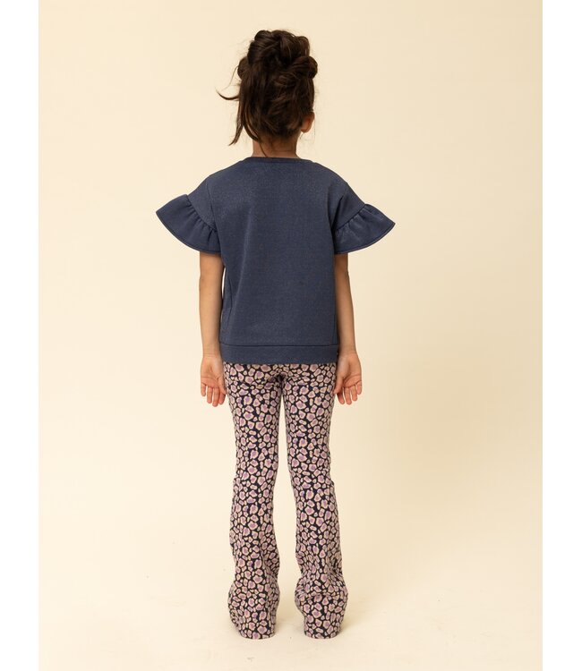 Flared pants jaquard Blue Leopard