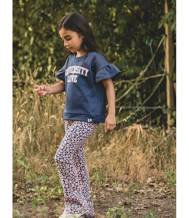 Flared pants jaquard Blue Leopard