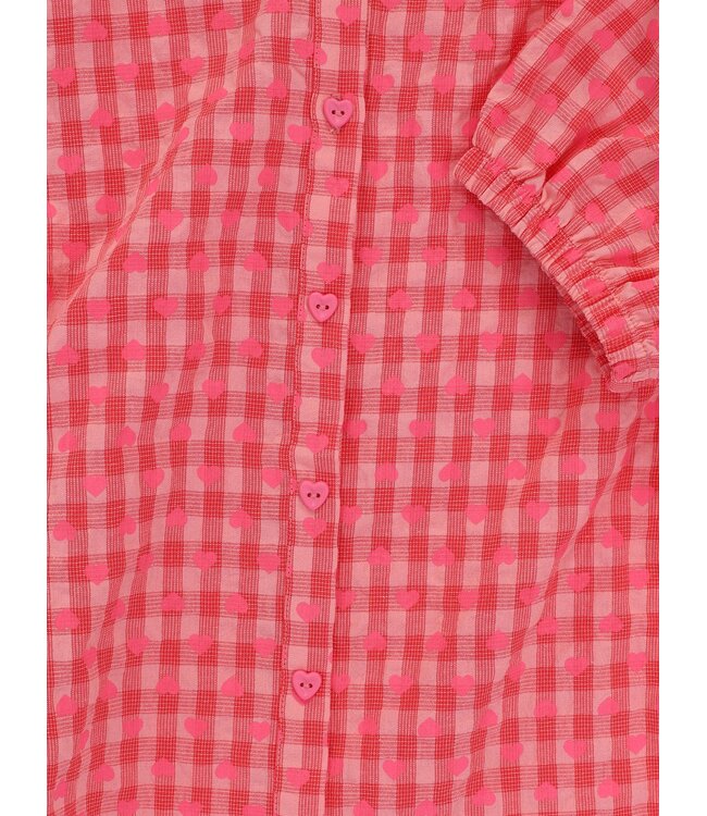 Blouse katoen Pink Hearts Check