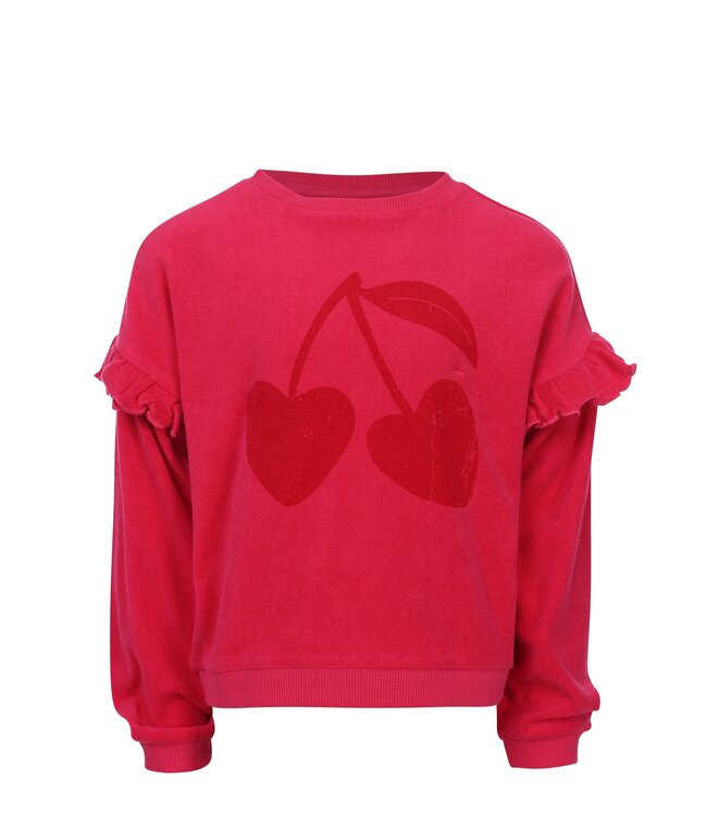 Frotteepullover in warmem Rosa