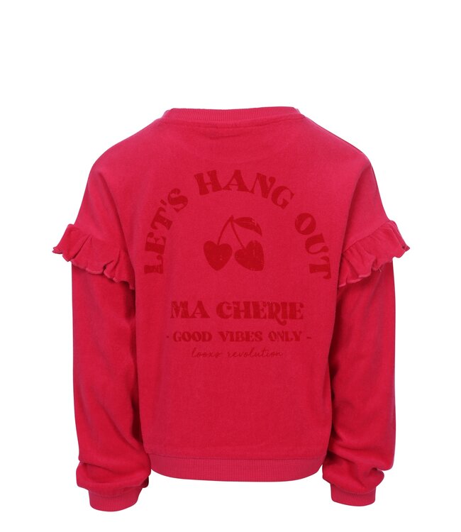 Frotteepullover in warmem Rosa