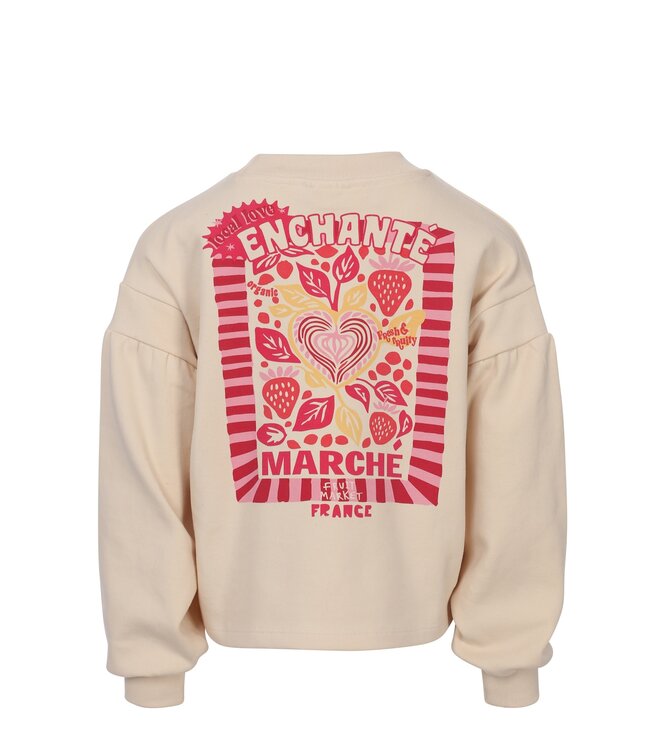 Cremefarbener Pullover mit Rückenprint