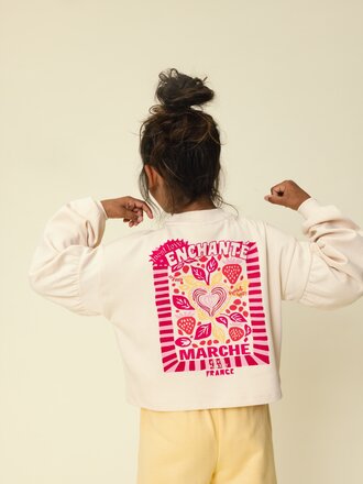 LOOXS Little Cropped Sweater Creamy met  rugprint