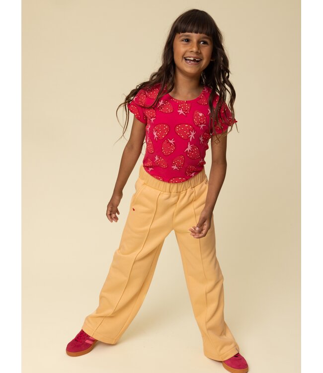 Wide leg sweat broekje Abricot Geel