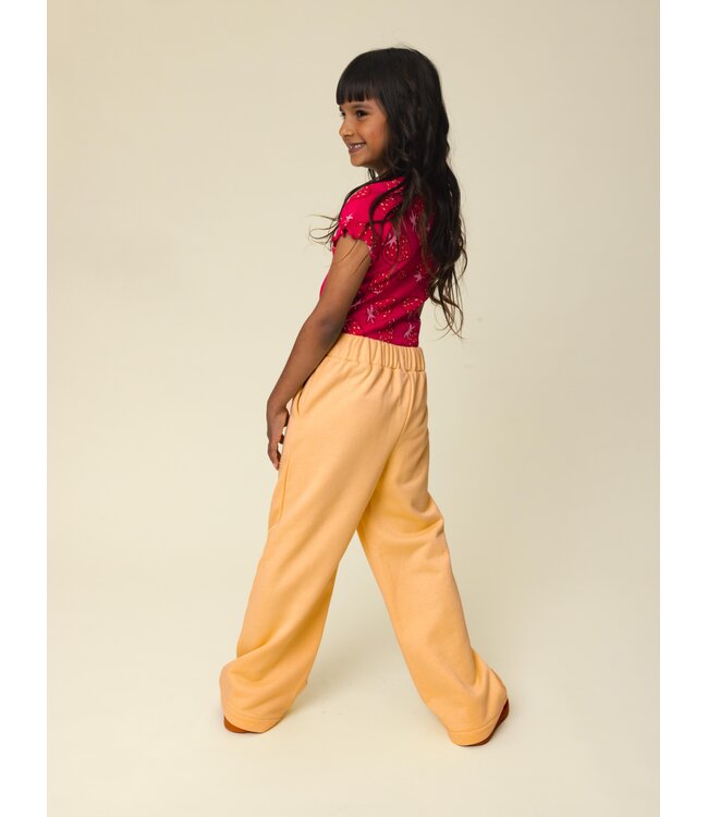 Wide leg sweat broekje Abricot Geel
