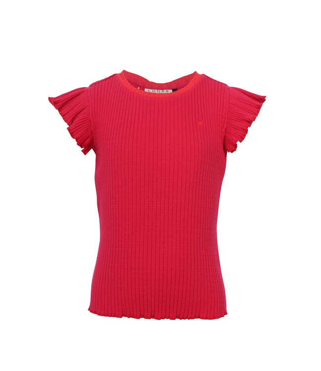 Rib jersey t-shirt Poppy Rood