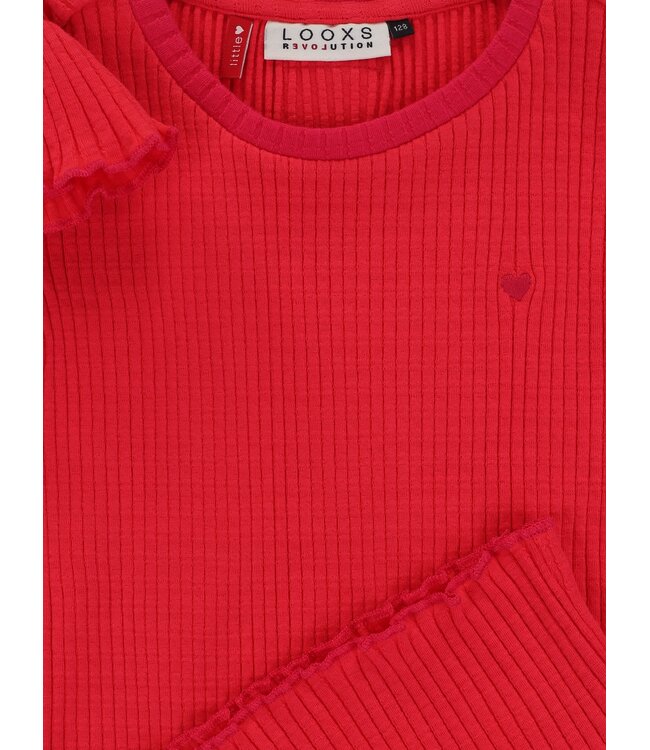 Rippstrick-T-Shirt Pink