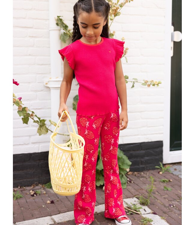 Flared broekje rib jersey Strawberry fields