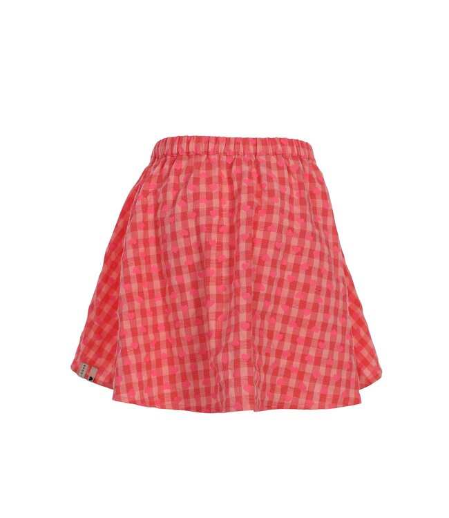 Wijde rok katoen Pink Hearts Check