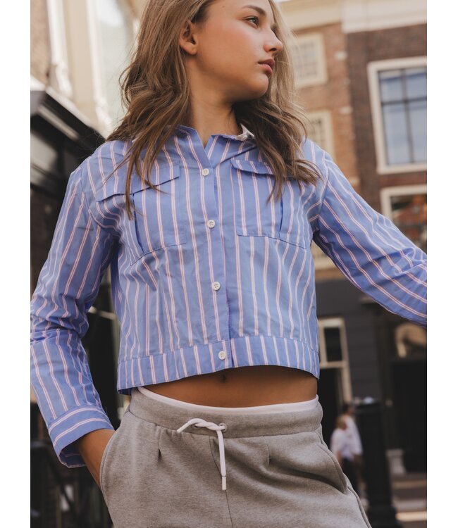 Blouse Striped and white collar