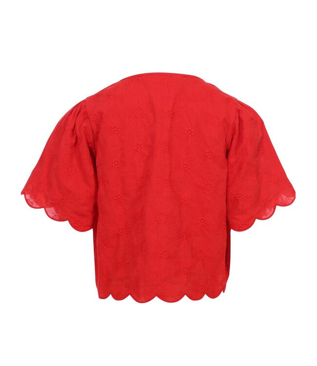 Blouse cotton embroderie Red Flower