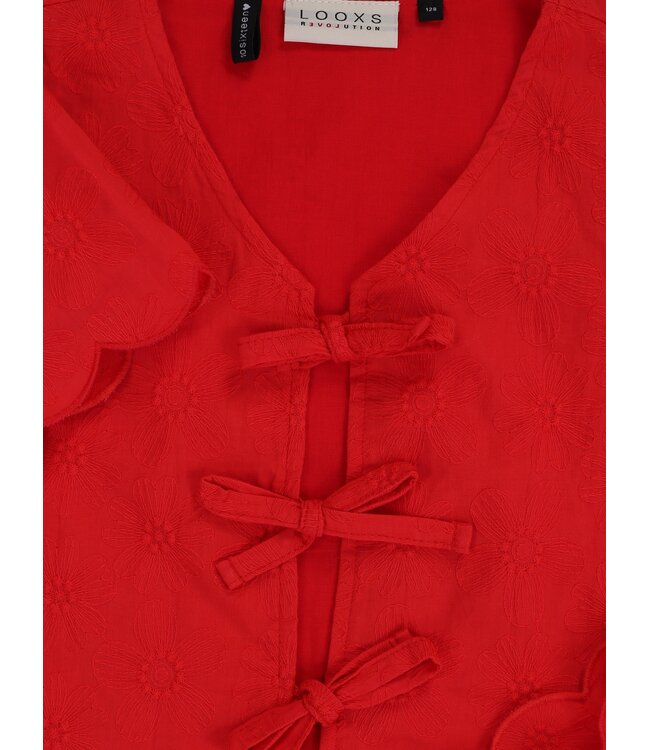 Blouse cotton embroderie Red Flower