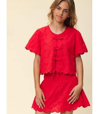 LOOXS 10sixteen Bestickte Baumwollbluse Rot