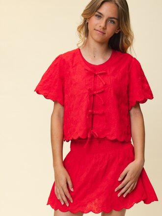 LOOXS 10sixteen Blouse cotton embroderie Red Flower