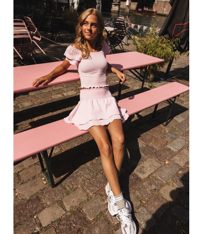 Zartrosa Rüschentop