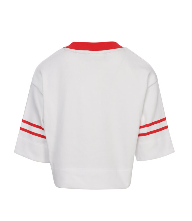 T-shirt Wit / Rood V-hals
