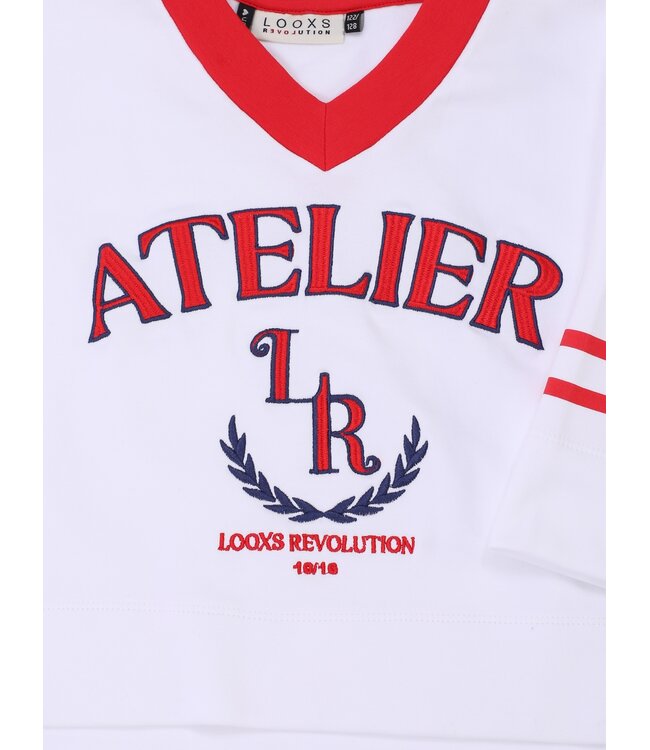 T-shirt White / Red V-neck