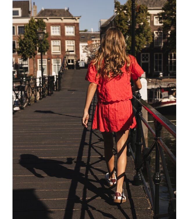 Skort cotton embroderie Red Flower