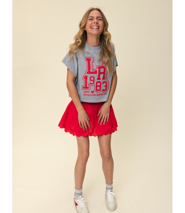 Skort katoen broderie Red Flower