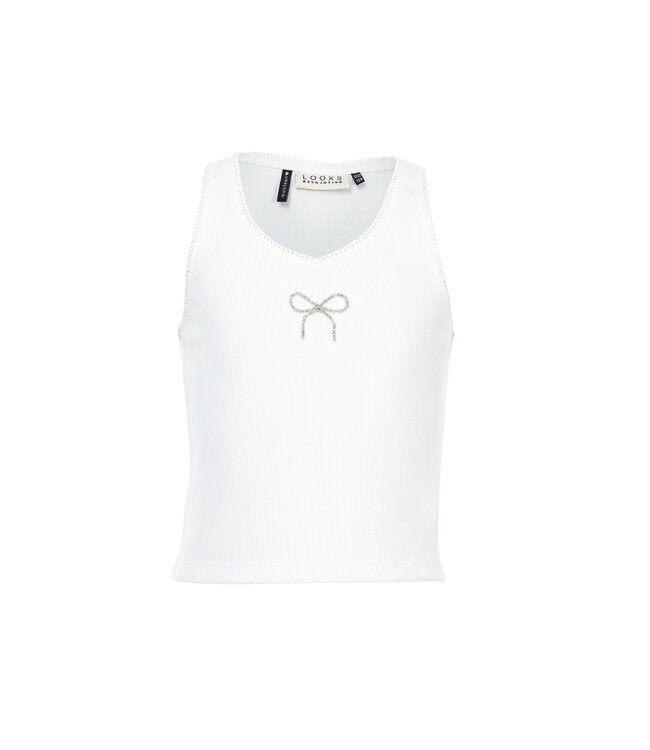 Weißes, geripptes Jersey-Tanktop