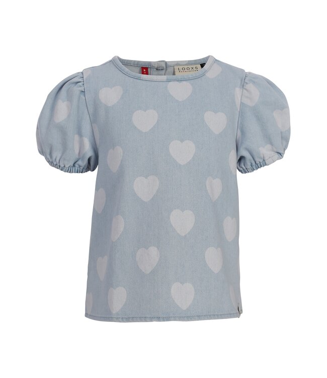 Denim Blouse Bleach Hearts 