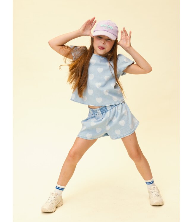 Denim Blouse Bleach Hearts 