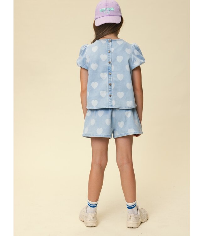 Denim Blouse Bleach Hearts 