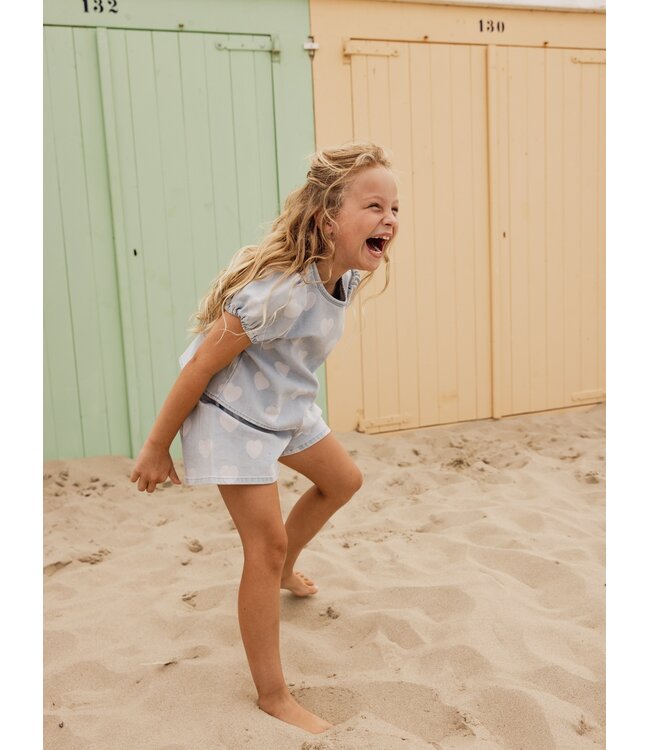 Denim Blouse Bleach Hearts 