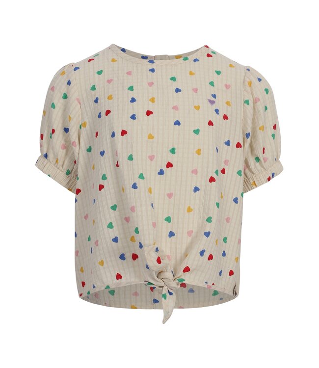 Offwhite Bluse mit kleinen Herzen