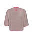 Cropped T-shirt Gestreept Pink / Groen