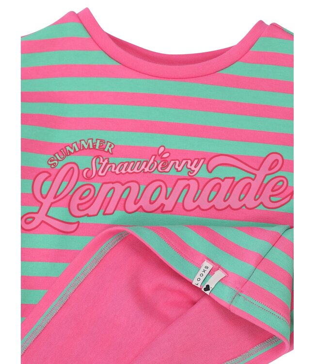 Cropped T-shirt Striped Pink / Green