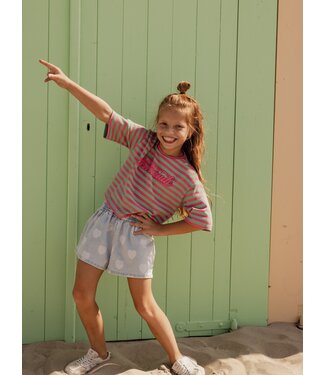 LOOXS Little Cropped T-shirt Gestreept Pink / Groen