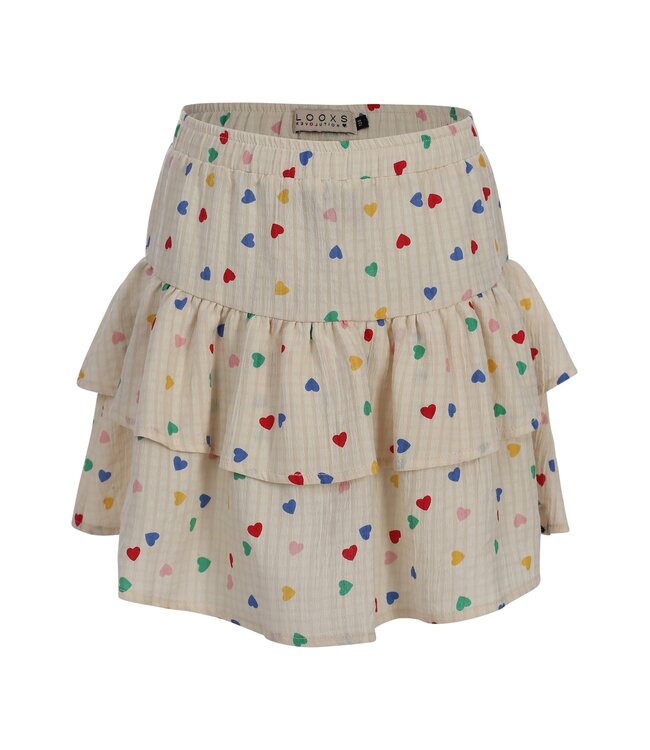 Stroken rokje Offwhite Little Hearts