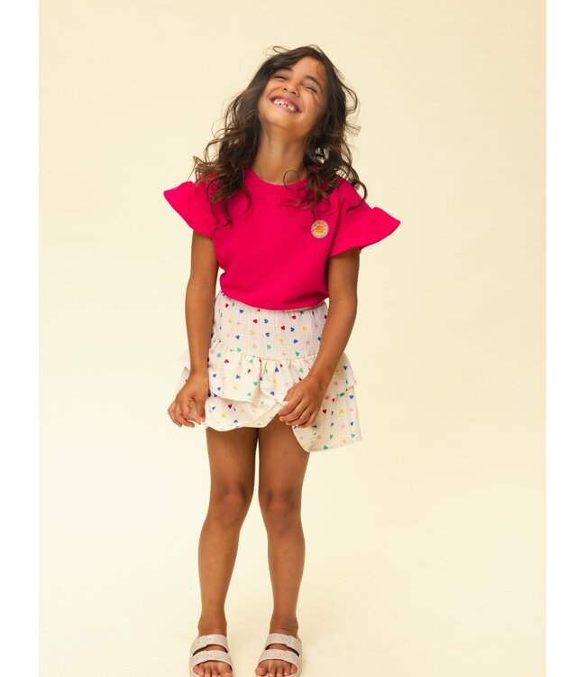 Frilly Skirt Offwhite Little Hearts 