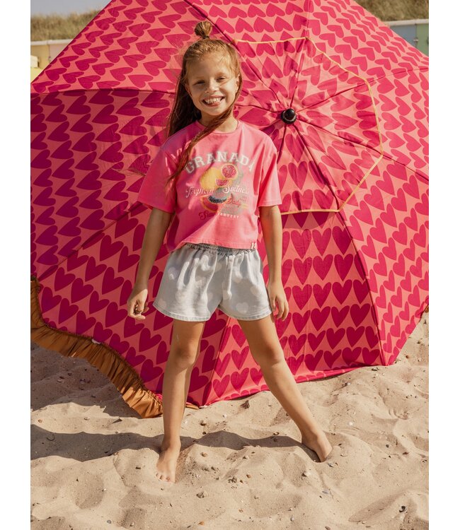 Denim-Shorts mit gebleichten Herzen