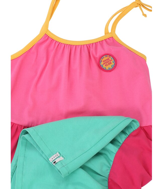 Summer Dress Spaghetti Straps Color Blocking