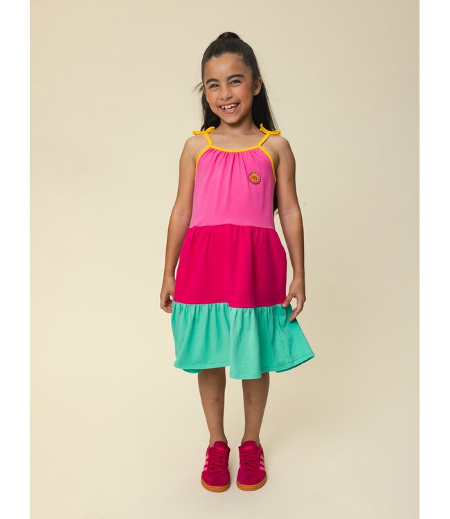 Sommerkleid Spaghettiträgern Farbblockierung