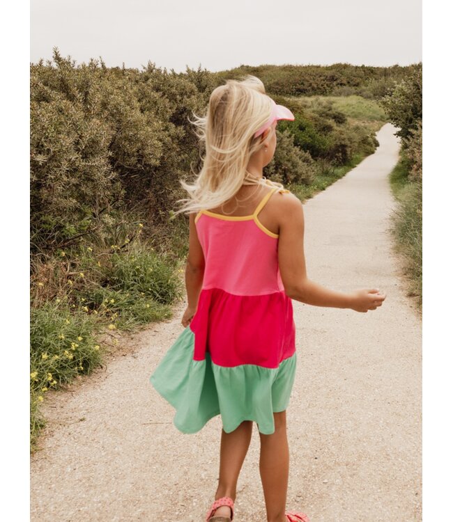 Sommerkleid Spaghettiträgern Farbblockierung