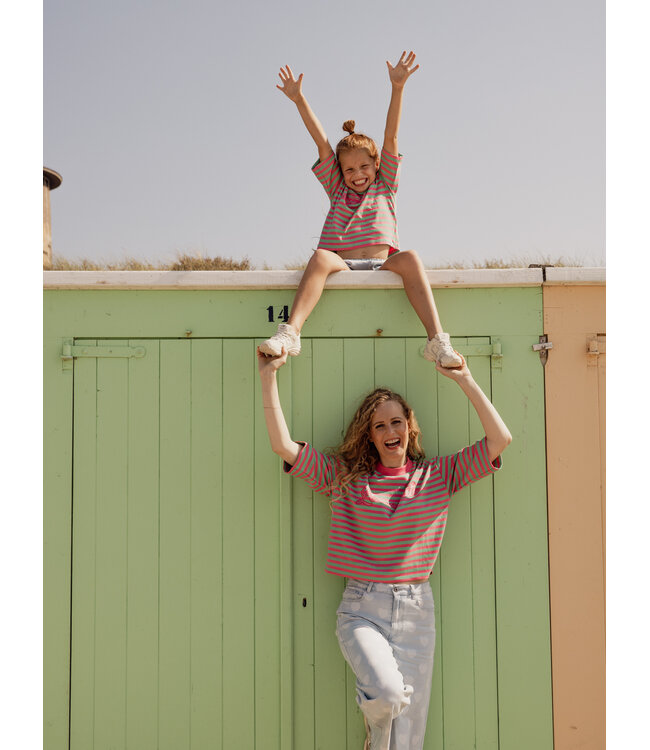 LXS Gestreiftes T-Shirt in Rosa und Grün