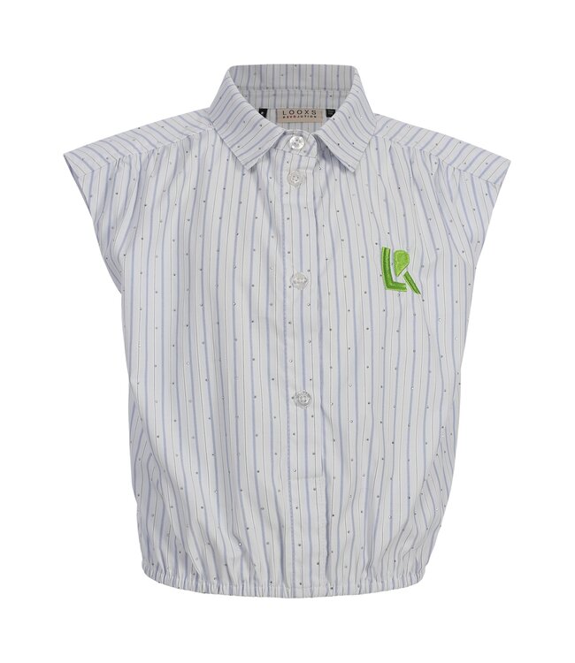 Mouwloze blouse gestreept met steentjes