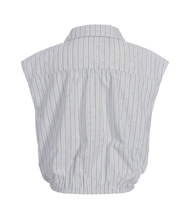 Ärmellose Bluse mit Streifen und Strasssteinen