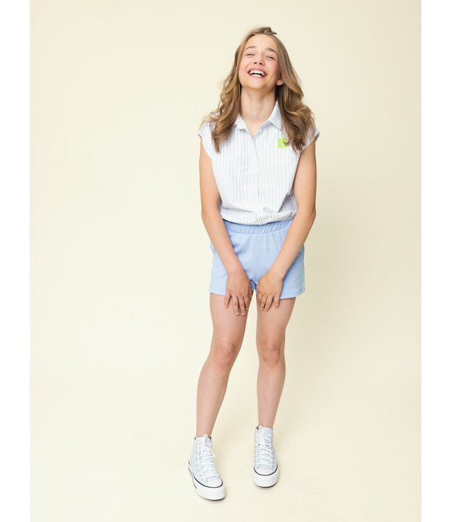 Mouwloze blouse gestreept met steentjes